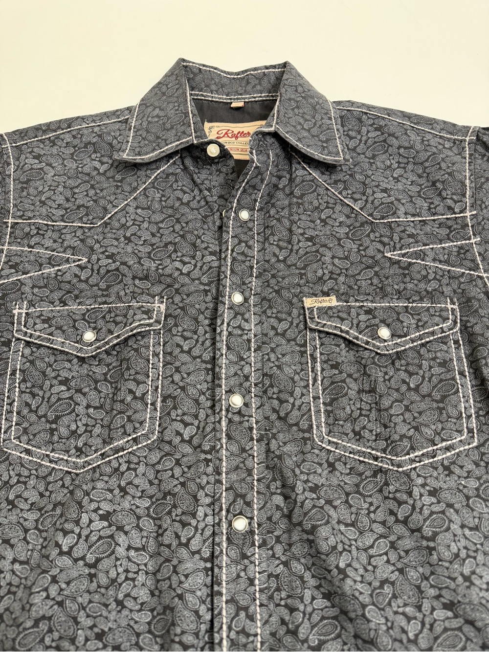 Rafter C Paisley Pearl Snap Western Cowboy Shirt Medium